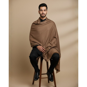 Traditional Striped Wool Shawl for <b>Men</b>-Brown - Product Image 4