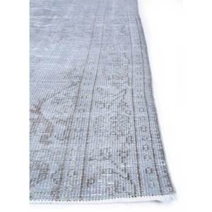 Tapis en laine vintage 9x12 gris et noir, noué à la main, motif médaillon rectangulaire abstrait pour entrée et couloir - Pae-1567 - Product Image 4