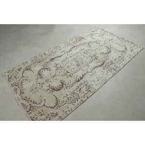 Alfombra Vintage, Alfombra Turca de 3,8x7,1 pies, Alfombra Blanca de Lana del Suroeste - Product Image 4