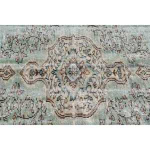 Tapis turc vintage écologique 4,9x8,2 pieds, tapis en laine patchwork vert avec envers en latex - Product Image 5