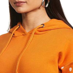 Sudaderas con capucha de algodón ajustadas de invierno con logotipo personalizado para mujer, sudaderas con capucha cómodas y elegantes de Color sólido liso para mujer - Product Image 4