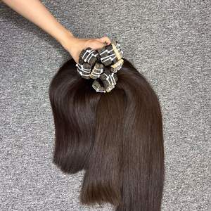 Alta calidad 100% cabello virgen Natural recto gran stock al por mayor cinta en cabello crudo vietnamita cabello humano teñido de encaje marrón oscuro - Product Image 4