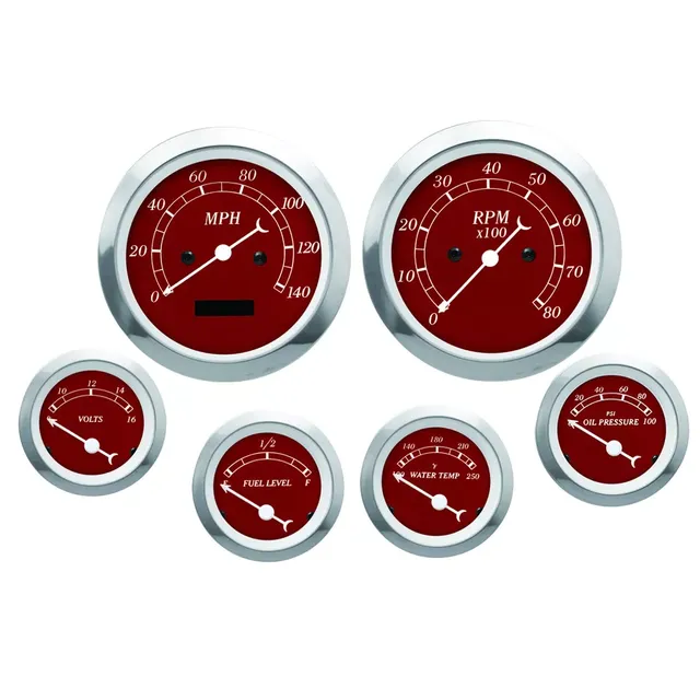 85mm 52mm Classic Gauge Tachometer Water Temp Volt Electrical Speedometer Series Red  Face White