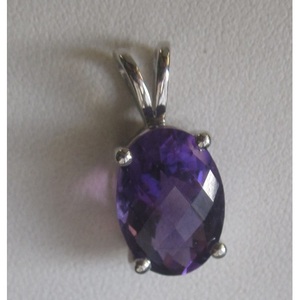 Colgante de Amatista Natural Hecho a Mano para Mujer, Plata de Ley 925, Platino, Oro Rosa, Patrón de Números de Dibujos Animados, Amuleto Shah Gems - Product Image 1