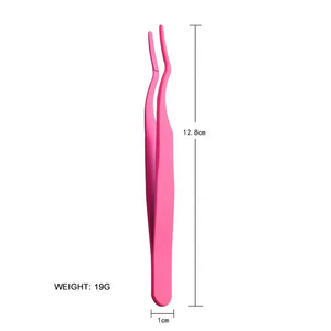 Pinzas de pestañas de punta redondeada única de acero inoxidable de alta calidad renovable profesional aplicador de extensión de pestañas de volumen - Product Image 2