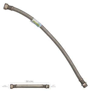 Tubo Flessibile Termostatico in Acciaio Inox Maschio 1/2" - Femmina 1/2" Lunghezza 500 mm - Product Image 1