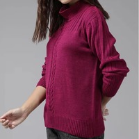 Suéter de Punto para Mujer, Mezcla de Lana, Cuello Redondo, Manga Larga, Suave y Cálido, Otoñal, Casual, con Patrón Geométrico Personalizado