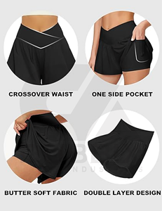 Señoras Plain Short 100% Poliéster Personalizable Logo Sticker Color Patrón Diseño Pantalones cortos de mujer - Product Image 4