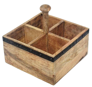 Venta caliente Acacia Caddy de madera Dos Divisor resistente Fabricante Organizador de utensilios de cocina Caddy de madera - Product Image 4