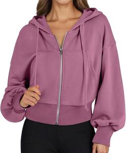 Chaqueta de entrenamiento recortada gruesa para mujer, manga larga, ajuste informal, temporada de invierno, ropa corta, longitud, colores personalizados, pista con logotipo - Product Image 4