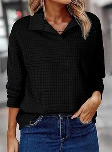 Sweat-shirt ras du cou à manches longues pour femmes tissu en coton doux et respirant pour une tenue décontractée - Product Image 4