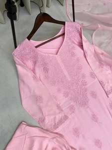 Top brodé en rayonne de créateur à la mode avec ensemble Plazo et Dupatta costume de travail en fil de coton ethnique indien pour vêtements de fête pour femmes - Product Image 5