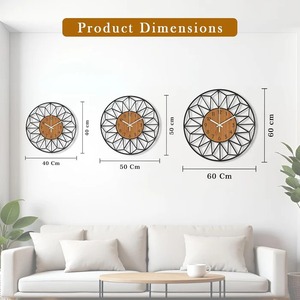 Luxury Wall <b>Clock</b> Made With Metal And Wood Unique Design Adds Stylish And Elegant Touch To Any Room Or Office - Product Image 3