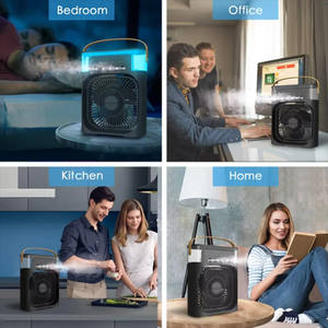 Ventilateur humidificateur portable moderne pour la maison, petit refroidisseur d'air alimenté par courant alternatif/batterie avec 3 vitesses pour la maison ou le garage - Product Image 6