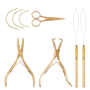 Handtied <b>Hair</b> Extension Tool Kit Skin &White Beads Pulling Loop Hook Tools Weft Extension Pliers Multi-Purpose <b>Hair</b> <b>Care</b> <b>Styling</b> - Product Image 3
