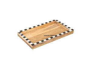 Bandeja de Servir Rectangular Horizontal de Madera Moderna Hecha a Mano para Aperitivos, Postres y Bocadillos |   Utensilios de Cocina Multifuncionales de Madera - Product Image 4