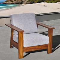 Canapé modulaire en teck confortable, durable et éco-responsable, style nordique moderne, fauteuil lounge individuel, meubles de salon