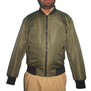 Men's Canvas Coated Bomber <b>Jacket</b> Casual Green Outerwear Quilted Lining Stand Collar Full Zip Front Logo - Product Image 5