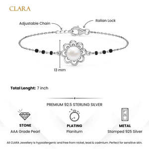 Compre Pulseras Mangalsutra de Plata Pura con Diseño de Flor de Perla, Regalo para Esposa - Product Image 5