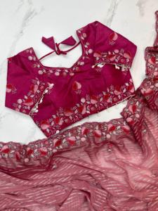 Bollywood Designer dernière tendance lourde nouveauté Georgette douce avec fil broderie Saree exportateur et approvisionnement indien - Product Image 3