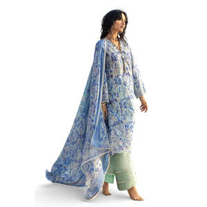 Conjunto de 3 Piezas DN-52043, Traje de Tela con Bordado Schiffli y Estampado, con Elegante Dupatta con Detalles, Conjunto Premium 3 en 1 - Product Image 3