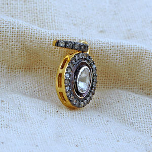 Collar con Colgante de Plata 925 con Incrustaciones de Diamantes Polki, Chapado en Oro Amarillo, Joyería al por Mayor, Joyería Hecha a Mano con Diamantes - Product Image 4