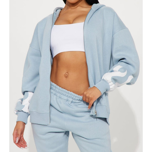 Ensemble de survêtement pour femme en deux pièces, jogging et sweat-shirt, logo personnalisé tendance, hiver, 100% coton biologique, écologique - Product Image 2