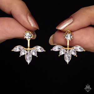 ต่างหูสตั๊ดชุบทองป้องกันการเสื่อมเสียของนักออกแบบ Prao เครื่องประดับแฟชั่นทำด้วยมือสำหรับผู้หญิงจำนวนมาก - Product Image 3