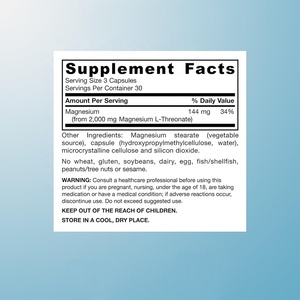 OEM/ODM tùy chỉnh magtein não bổ sung Magiê L-Threonate bổ sung chế độ ăn uống viên nang không biến đổi gen não khỏe mạnh pils - Product Image 3