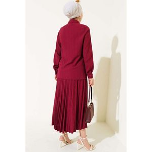 <b>Stoned</b> Front Tied Skirted 2 Piece Set Burgundy - Product Image 4