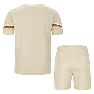 Ropa de marca para hombre, conjunto de 2 piezas, pantalones cortos informales de verano transpirables y camiseta de manga corta, chándal sólido - Product Image 5