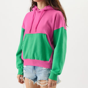 High Quality color blocked Printed Hoodies for Women Streetwear Oversized Graphic pullover Plain dyed printed Women Hoodies - Product Image 3