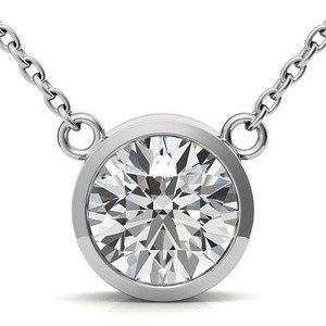 Pendentif solitaire en moissanite avec chaîne en or plaqué, taille brillant rond, pour fiançailles féminines - Product Image 1