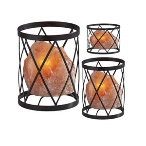 100% Pure Organic Rose Rock Salt Lampe Polie en Forme Naturelle avec Cage Cylindre et Base en Bois par Sian Enterprises - Product Image 2
