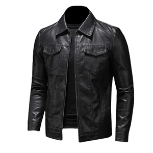 Veste de moto vintage pour hommes, imperméable et respirante, col montant, en cuir, pour l'automne et l'hiver, en toile de qualité supérieure en Europe et en Amérique - Product Image 6