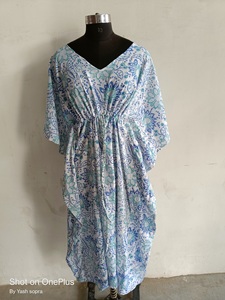 ยอดนิยมชุดสตรีชุดอินเดียแฮนด์เมดฟาริดา Kahlo Kaftan ยาวผ้าฝ้าย Kaftan ผ้าคลุมคืนสวมใส่ Kaftan ผู้หญิงเสื้อผ้า - Product Image 3