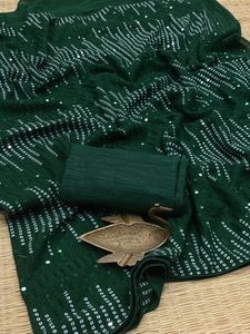 Nieuwe Collectie Georgette Sequentie Borduurwerk <span class=keywords><strong>Saree</strong></span> Blouse Indiase Etnische Stijl Voor Bruiloften Dames Dragen Groothandel