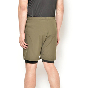 Short de course 2-en-1 imperméable à séchage rapide pour homme, poches à fermeture éclair en dentelle, impression par transfert en sublimation de couleur unie - Product Image 2