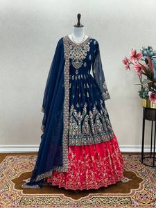 ชุดเสื้อผ้าปาร์ตี้จากนักออกแบบผ้าหนังเทียมชุดเสื้อผ้า lehenga & dupatta - Product Image 3