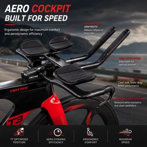 Bicicleta de Triatlón TWITTER T3 de Fibra de Carbono Aero, 24 Velocidades, Ruedas de 3 Radios con <span class=keywords><strong>Frenos</strong></span> de <span class=keywords><strong>Disco</strong></span> Hidráulicos, Manillar TT, Bicicleta Urbana de Carreras Kona - Product Image 2