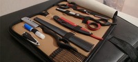 Kit de ciseaux à cheveux de barbier avec rasoir |   Ensemble d'outils professionnels de toilettage de salon par MAQNSCO