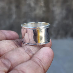 Bague large en argent sterling 925 massif, bague de méditation pour le pouce, bijoux faits à la main, bijoux de déclaration pour femmes, prix de gros - Product Image 1