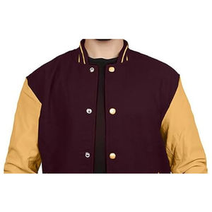 Hip-hop Style Custom Embroidered Patches Leather Sleeves Factory Made Letterman CollegeBaseballjacket for men DDP Shipping - Product Image 5