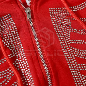 Couleur personnalisée Meilleure vente Sweats à capuche en coton mélangé avec strass Pull léger Qualité supérieure Meilleur prix Sweats à capuche avec strass - Product Image 6