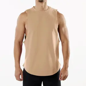 GAF Tapered Fit Sleeveless Physique Enhancing Armhole Cut Elongated Torso 100% Cotton Stone Grey Mens High-Neck Premium Tank Top