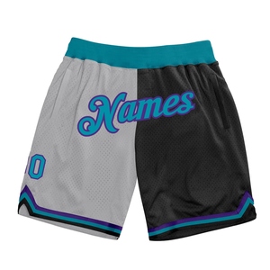 Industrie Direct Engro Sportswear Pantalones cortos de baloncesto Custom Grey Teal-Black Authentic Throwback Split Fashion Basketball Shorts - Product Image 1