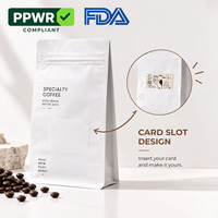 Sacs à café en kraft blanc et brun, imprimés sur mesure avec poche insérée pour cartes-cadeaux, échantillons et produits de café haut de gamme