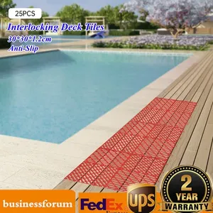 25ชิ้น12*12 "กระเบื้องที่เชื่อมต่อกันทันสมัยทำจากไม้ผิวเรียบง่ายต่อการคลิกสำหรับสระว่ายน้ำกลางแจ้งห้องน้ำลานจอดรถ - Product Image 1