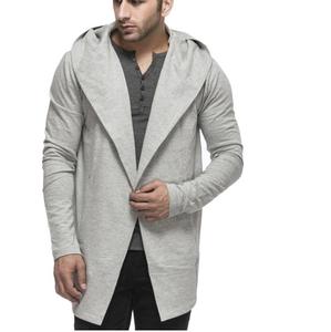 Acid Washed Woolen <b>Cardigan</b> Hoodie 100% Cotton Winter Windproof Breathable Plus Size Elongated Hoody Allover Pattern Good - Product Image 2