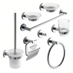 Ensemble complet d'accessoires de salle de bain Koricini au design italien, 8 pièces, chromé, mobilier de salle de bain haut de gamme - Product Image 3
